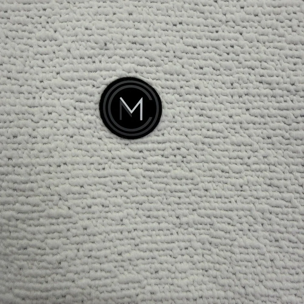 Maven Sweater Mens Large White Textured Knit Hooded Henley Pullover Casual
